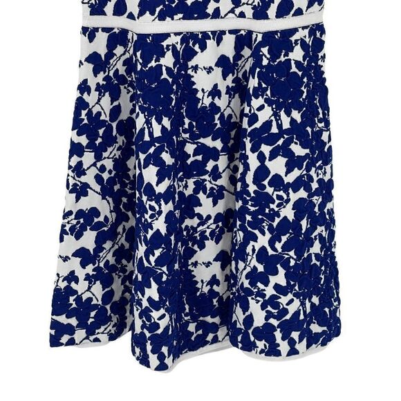 Milly Blue Midnight Floral Flare Dress Sleeveless Stretchy Mini Medium - Picture 4 of 11
